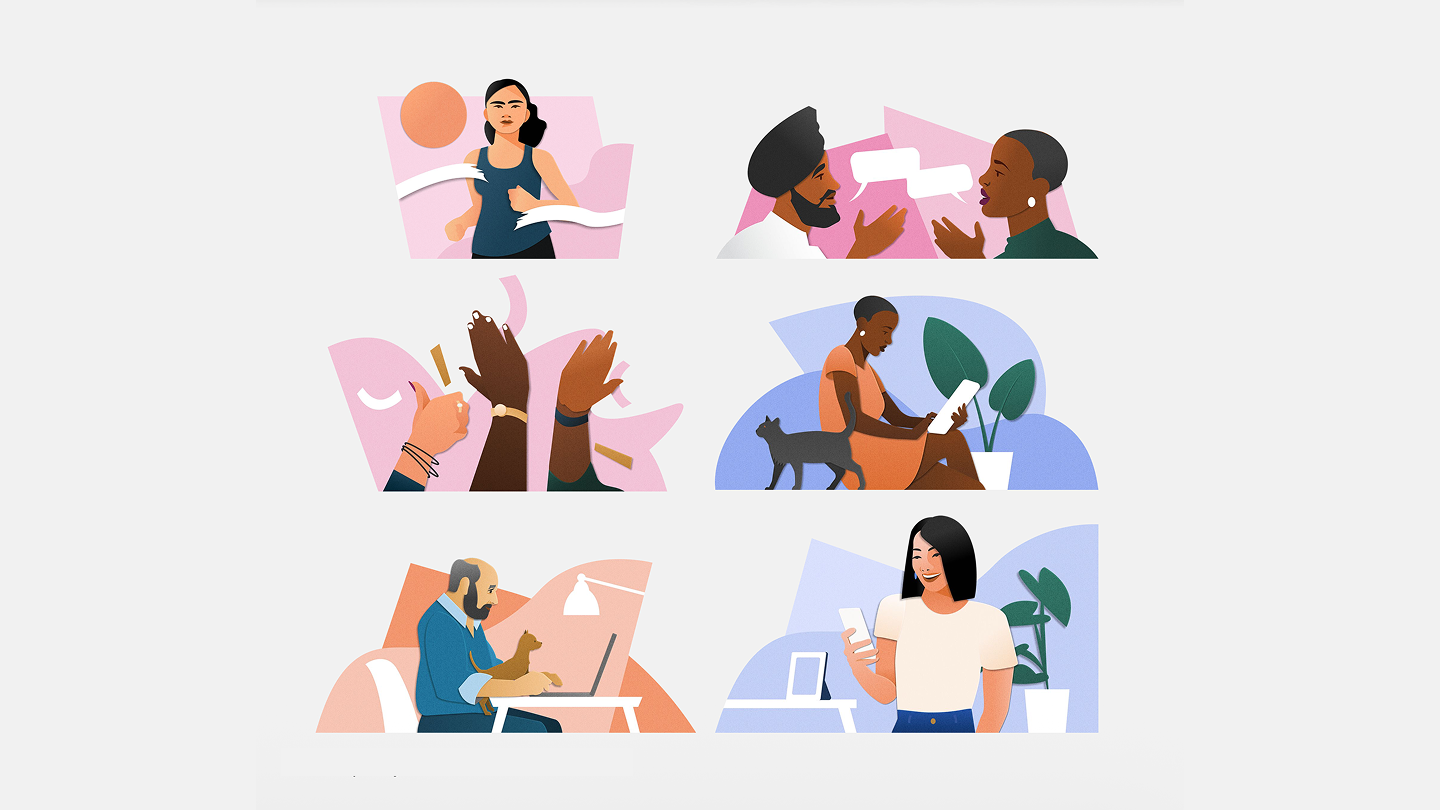 Example of Indeed's paper cut style brand illustration