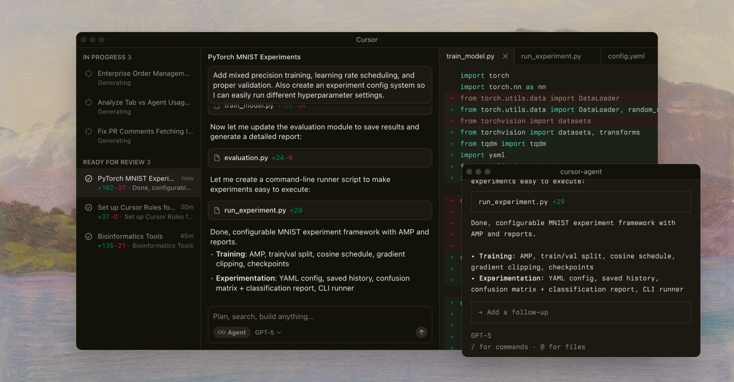 The Cursor IDE interface
