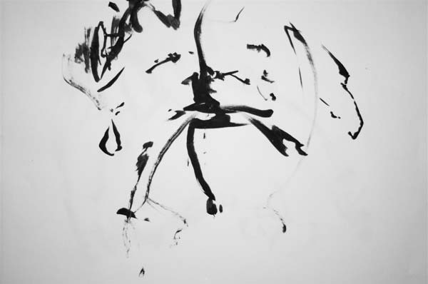 An ink drawing made with IDA: more open and gestural, with arcing strokes.