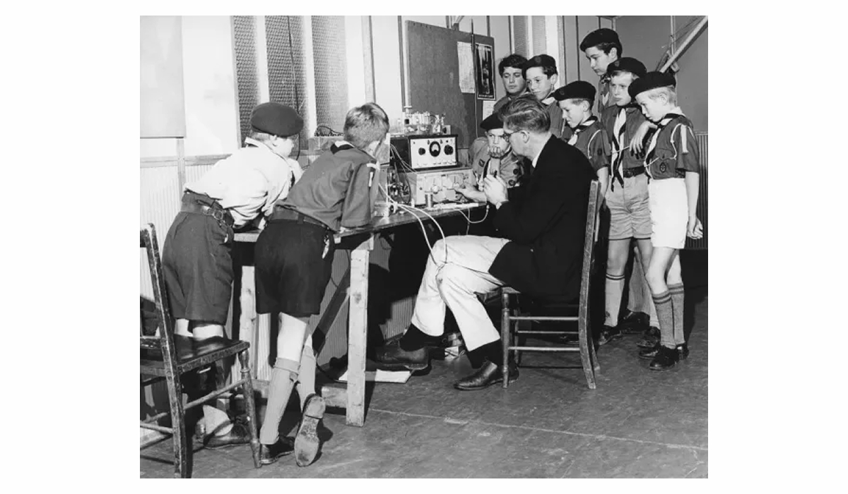 Boy Scouts Learning Radio Transmitting, 1960s